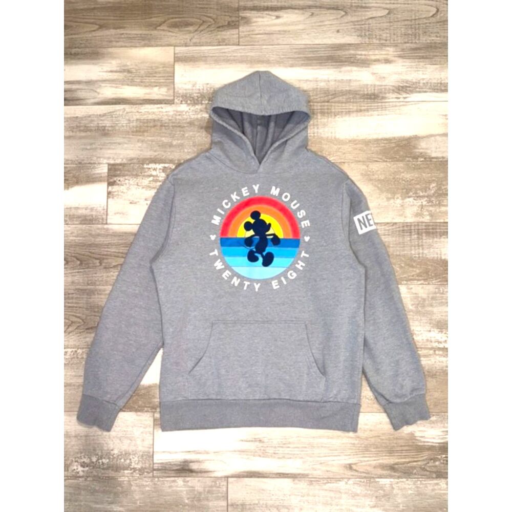 Neff x Disney Mickey Mouse Gray Graphic Pullover Hoodie Fleece Size Medium